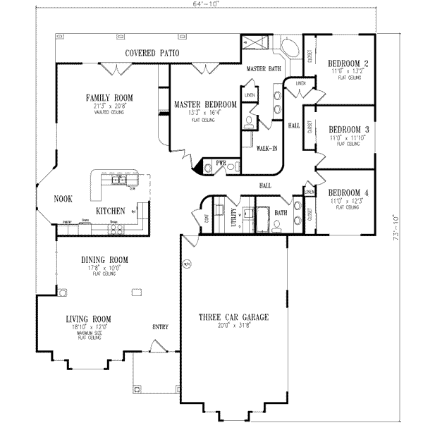 Home Plan - Adobe / Southwestern Floor Plan - Main Floor Plan #1-672