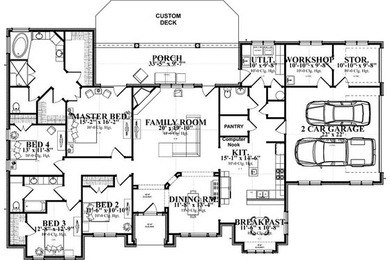 Floor Plan - Main Floor for Traditional House Plan #63-393 - 4 bed, 2 bath
