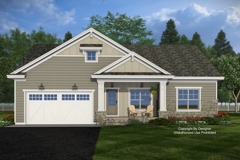 Architectural House Design - Exterior - Front Elevation 3 for Craftsman House Plan #51-1559 - 2 bed, 2 bath