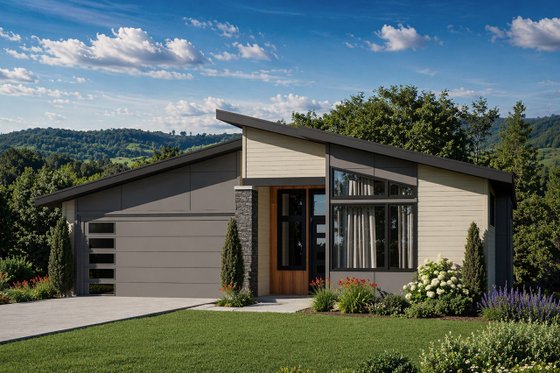 Exterior - Front Elevation 3 for Modern House Plan #124-1467 - 4 bed, 3 bath