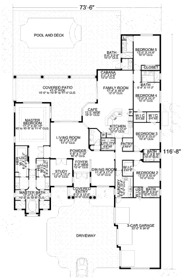 Mediterranean Floor Plan - Main Floor Plan #420-283
