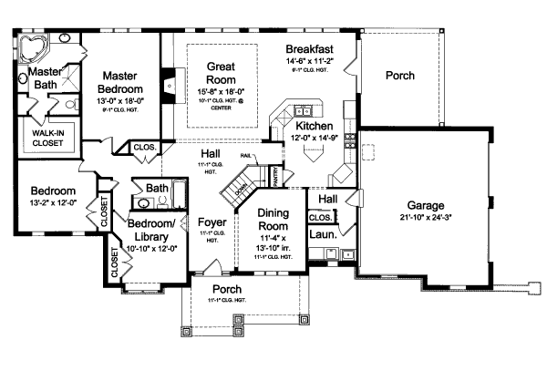 Architectural House Design - Craftsman Floor Plan - Main Floor Plan #46-461