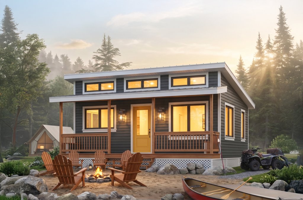 Exterior - Front Elevation 2 for Cabin House Plan #23-2290 - 2 bed, 1 bath