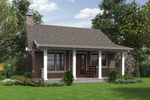 Exterior - Rear Elevation for Bungalow House Plan #48-666 - 1 bed, 1 bath