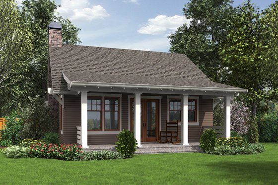 Exterior - Rear Elevation for Bungalow House Plan #48-666 - 1 bed, 1 bath