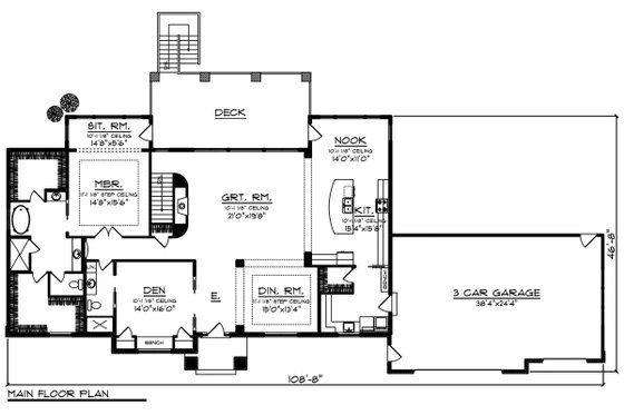 Floor Plan - Main Floor for Ranch House Plan #70-1501 - 4 bed, 4 bath