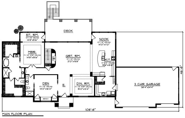 Architectural House Design - Ranch Floor Plan - Main Floor Plan #70-1501