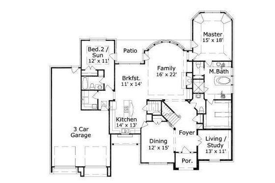 Floor Plan - Main Floor for European House Plan #411-435 - 4 bed, 3.5 bath