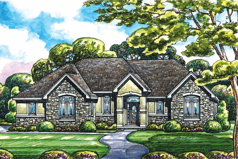 Traditional Style House Plan - 3 Beds 2 Baths 1672 Sq/Ft Plan #20-2098