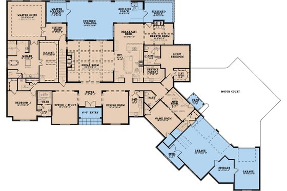 Floor Plan - Main Floor for European House Plan #923-354 - 7 bed, 8.5 bath