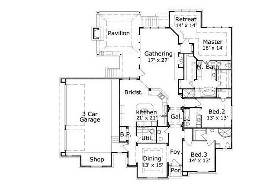 Floor Plan - Main Floor for European House Plan #411-725 - 3 bed, 3.5 bath