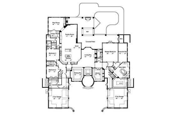 Floor Plan - Main Floor for European House Plan #417-445 - 5 bed, 5.5 bath