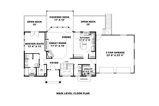 Floor Plan - Main Floor for Craftsman House Plan #117-1117 - 4 bed, 2.5 bath