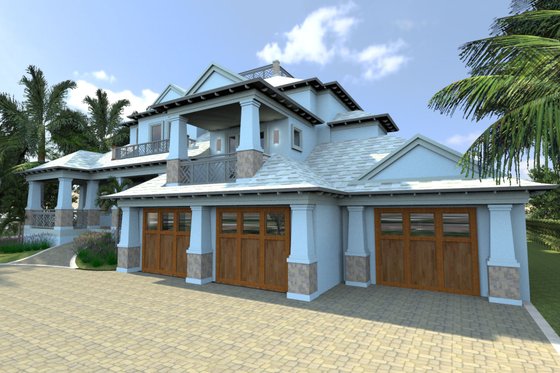 Exterior - Front Elevation 3 for Mediterranean House Plan #548-14 - 4 bed, 4.5 bath