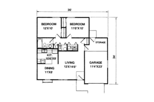 Floor Plan - Main Floor for Cottage House Plan #116-208 - 2 bed, 1 bath