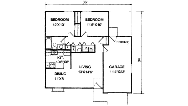 Cottage Floor Plan - Main Floor Plan #116-208