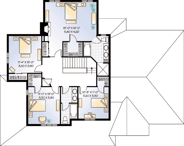 Dream House Plan - Traditional Floor Plan - Upper Floor Plan #23-410
