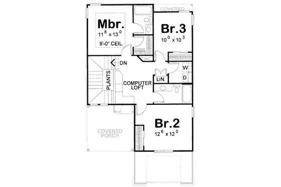 Floor Plan - Upper Floor for Bungalow House Plan #20-1739 - 3 bed, 3 bath