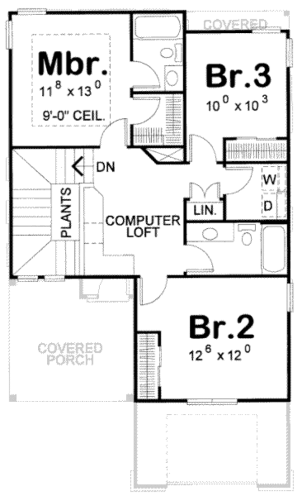 House Blueprint - Bungalow Floor Plan - Upper Floor Plan #20-1739