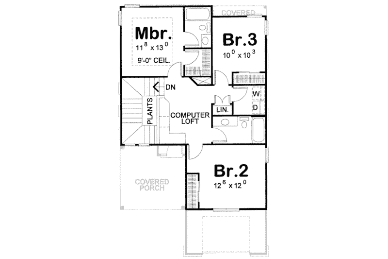 Dream House Plan - Floor Plan - Upper Floor for Bungalow House Plan #20-1739 - 3 bed, 3 bath