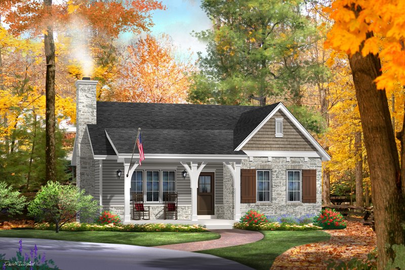 Architectural House Design - Cottage Exterior - Front Elevation Plan #22-570