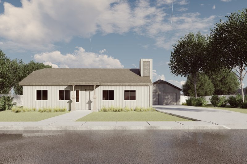 House Blueprint - Ranch Exterior - Front Elevation Plan #60-671