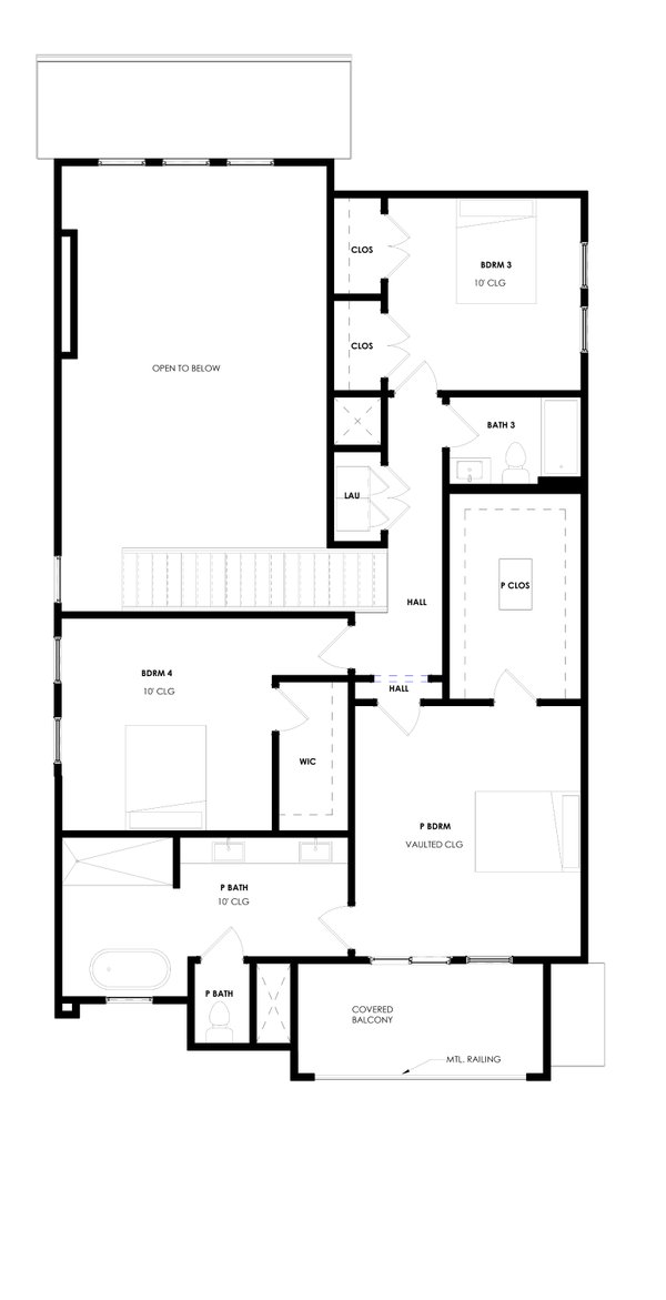 House Blueprint - Floor Plan - Upper Floor for Modern House Plan #1129-29 - 4 bed, 3 bath