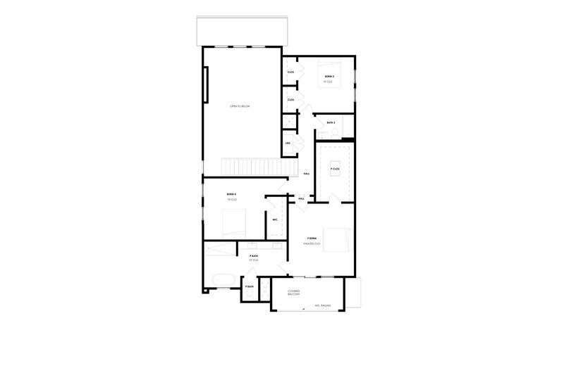 House Blueprint - Floor Plan - Upper Floor for Modern House Plan #1129-29 - 4 bed, 3 bath