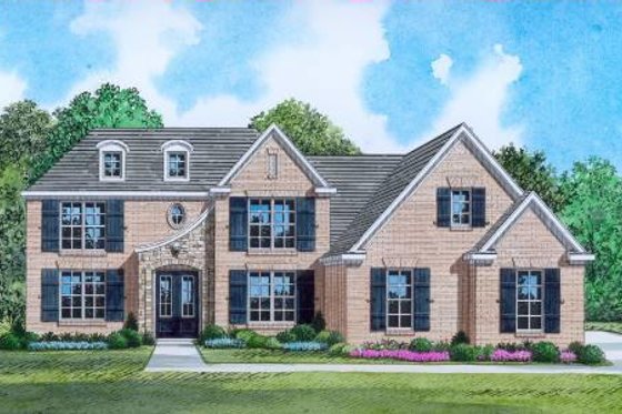 Exterior - Front Elevation for European House Plan #424-20 - 4 bed, 4 bath