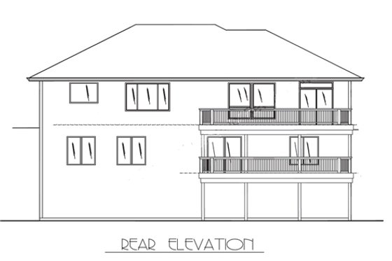 Exterior - Rear Elevation for European House Plan #53-272 - 4 bed, 3 bath