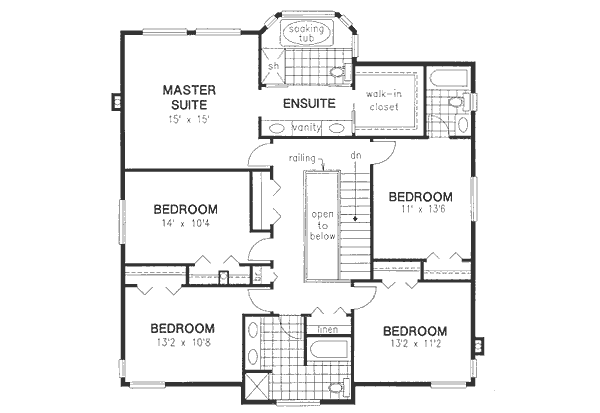 Traditional Floor Plan - Upper Floor Plan #18-9343