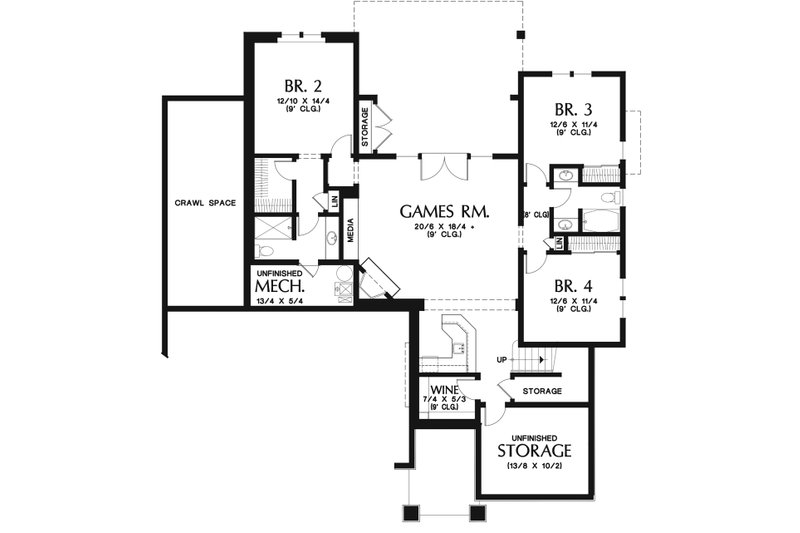 Home Plan - Floor Plan - Lower Floor for Craftsman House Plan #48-972 - 4 bed, 3.5 bath