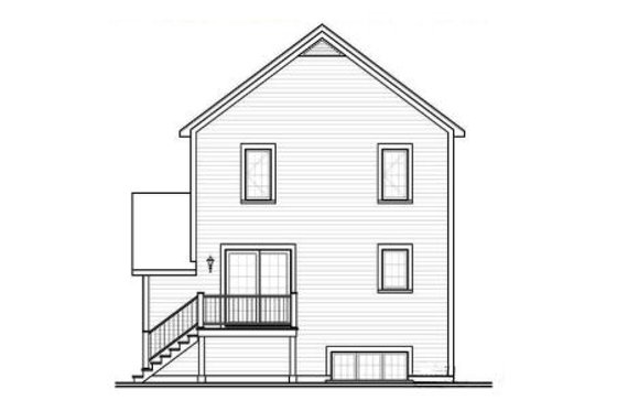 Exterior - Rear Elevation for Country House Plan #23-2180 - 4 bed, 2.5 bath