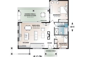 Floor Plan - Main Floor for Contemporary House Plan #23-2316 - 2 bed, 1 bath
