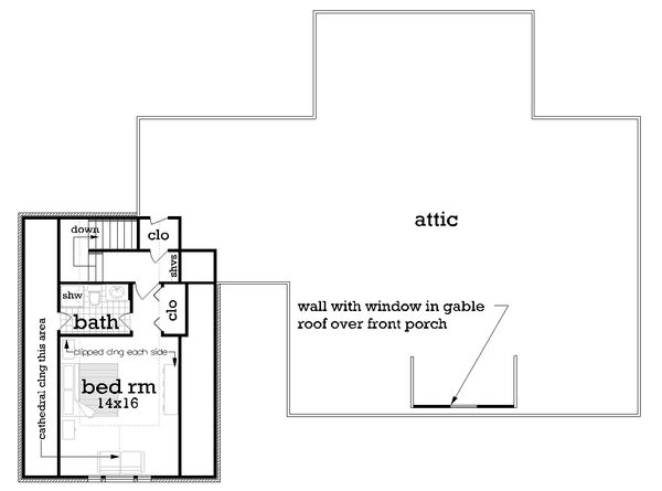 Architectural House Design - Southern Floor Plan - Upper Floor Plan #45-572