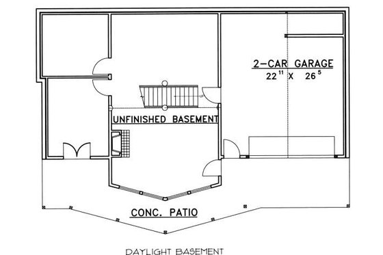 Floor Plan - Lower Floor for Bungalow House Plan #117-580 - 3 bed, 2.5 bath