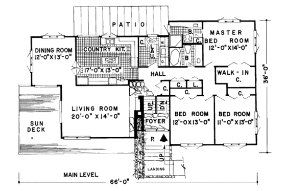 Floor Plan - Main Floor for Ranch House Plan #312-559 - 4 bed, 3 bath