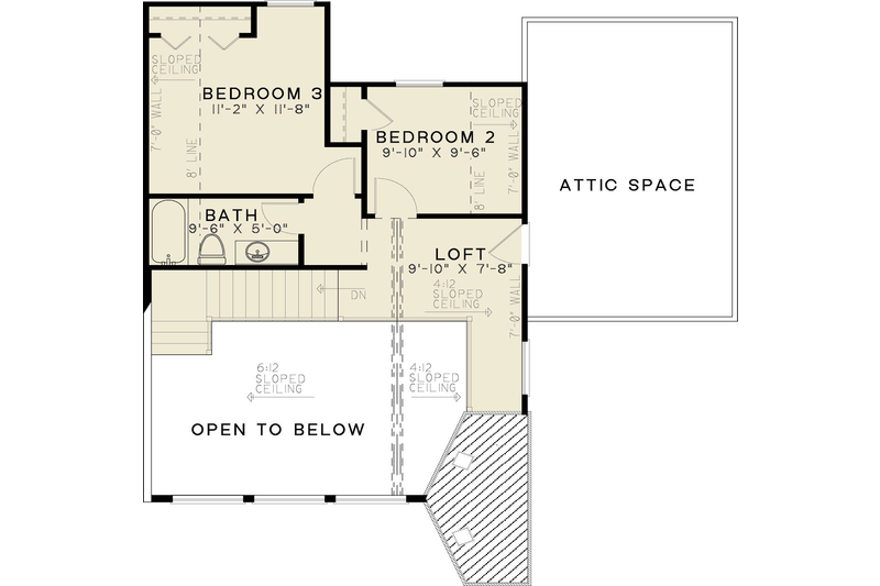 House Blueprint - Floor Plan - Upper Floor for Modern House Plan #923-399 - 3 bed, 2 bath