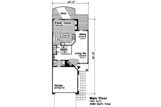 Floor Plan - Main Floor for Traditional House Plan #50-181 - 3 bed, 2.5 bath