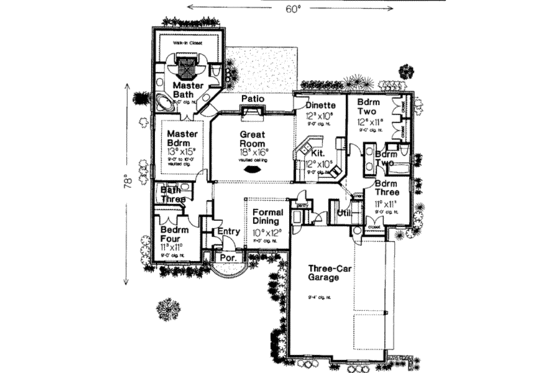 Floor Plan - Main Floor for European House Plan #310-247 - 4 bed, 3 bath