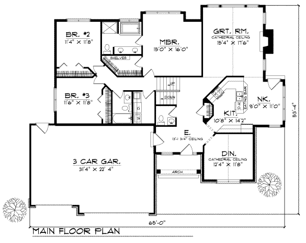 House Blueprint - Traditional Floor Plan - Main Floor Plan #70-230