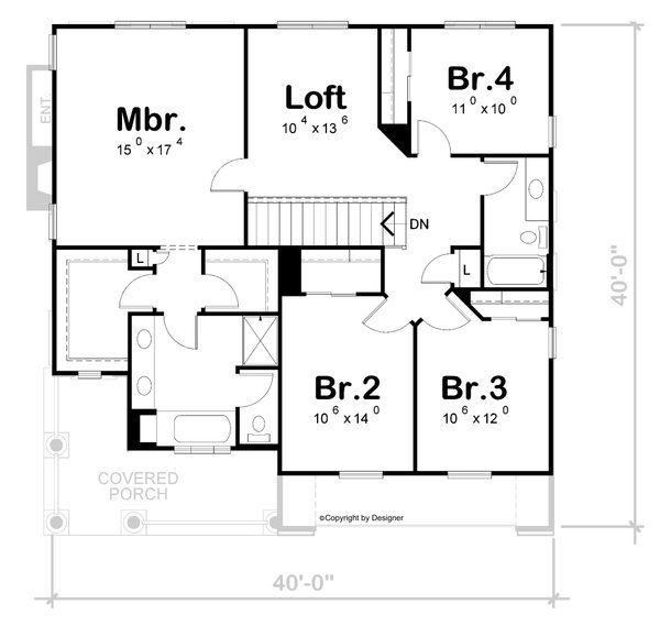 Architectural House Design - Craftsman Floor Plan - Upper Floor Plan #20-2289