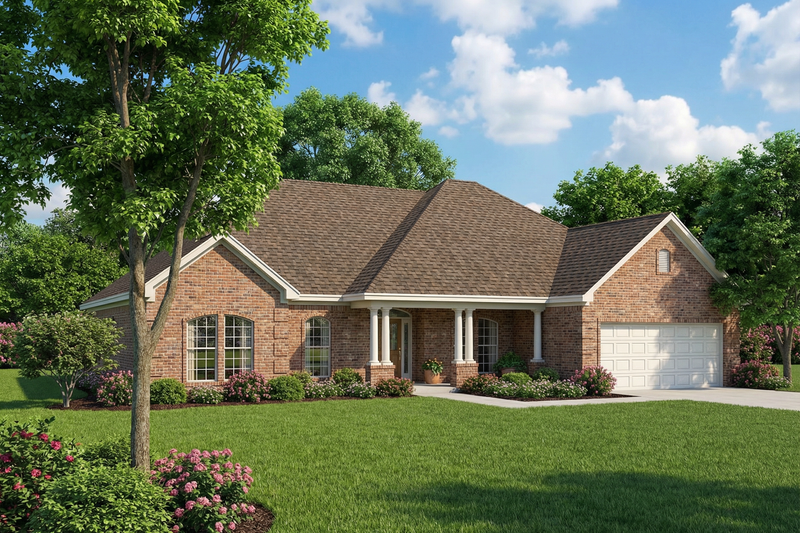 Exterior - Front Elevation 2 for Traditional House Plan #17-154 - 4 bed, 2 bath