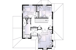 Floor Plan - Upper Floor for European House Plan #23-541 - 3 bed, 1.5 bath