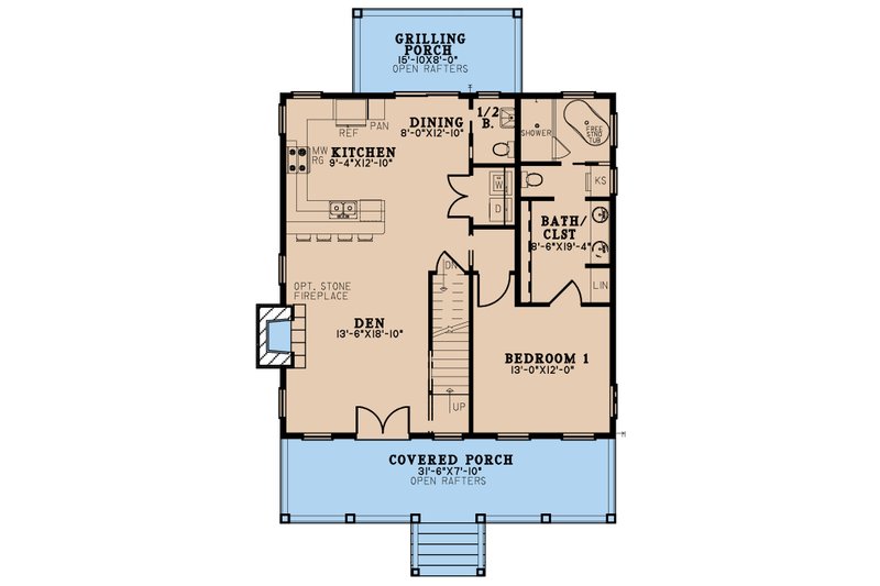 House Plan Design - Floor Plan - Main Floor for Country House Plan #923-321 - 3 bed, 2.5 bath