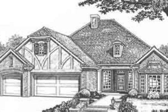 Exterior - Front Elevation 3 for Tudor House Plan #310-428 - 3 bed, 2.5 bath