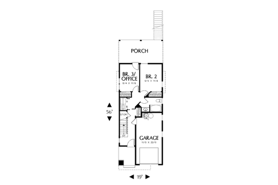 Floor Plan - Main Floor for Craftsman House Plan #48-437 - 3 bed, 2 bath