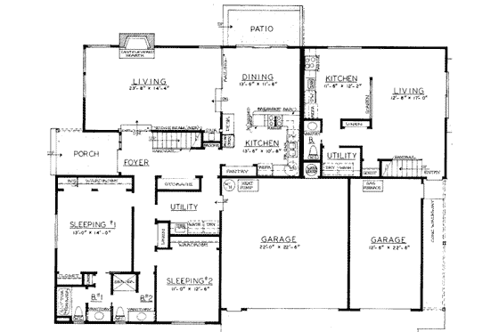 Floor Plan - Main Floor for Modern House Plan #303-281 - 2 bed, 2 bath