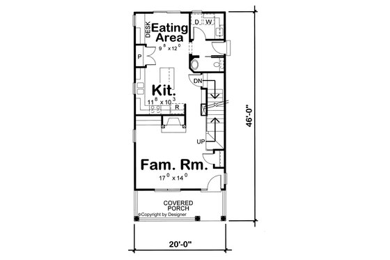 Floor Plan - Main Floor for European House Plan #20-2584 - 3 bed, 2.5 bath