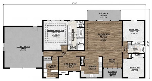 House Plan Design - Ranch Floor Plan - Main Floor Plan #1077-4